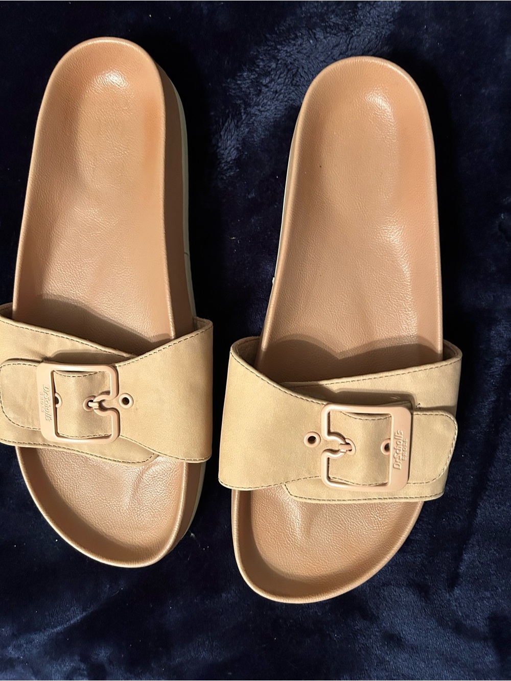 Dr. Scholl's Tan Slide Sandals with Buckle
